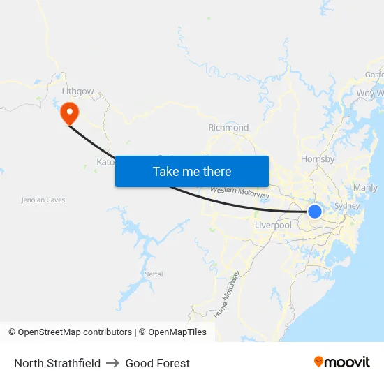 North Strathfield to Good Forest map