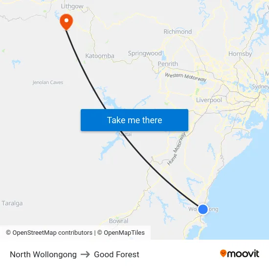 North Wollongong to Good Forest map