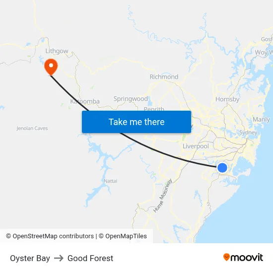 Oyster Bay to Good Forest map