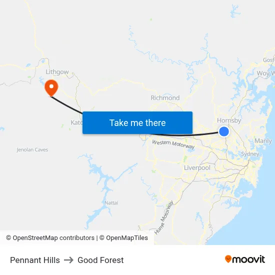 Pennant Hills to Good Forest map