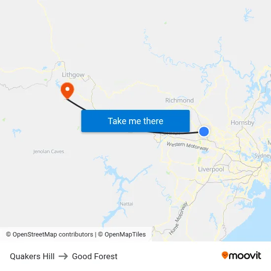 Quakers Hill to Good Forest map