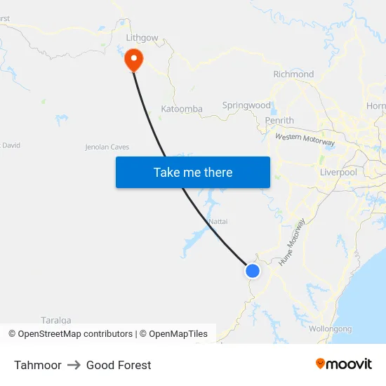 Tahmoor to Good Forest map