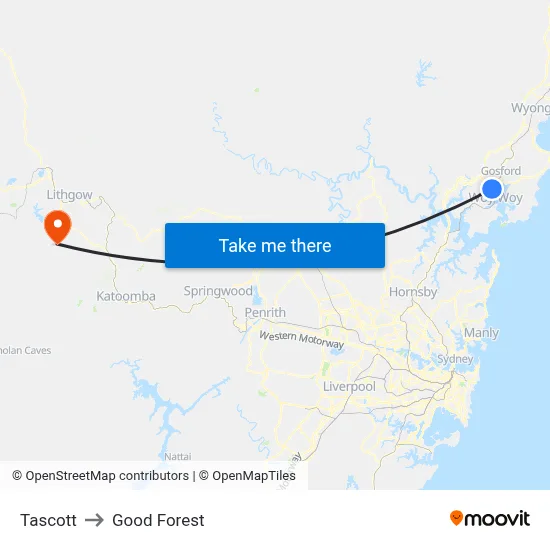 Tascott to Good Forest map