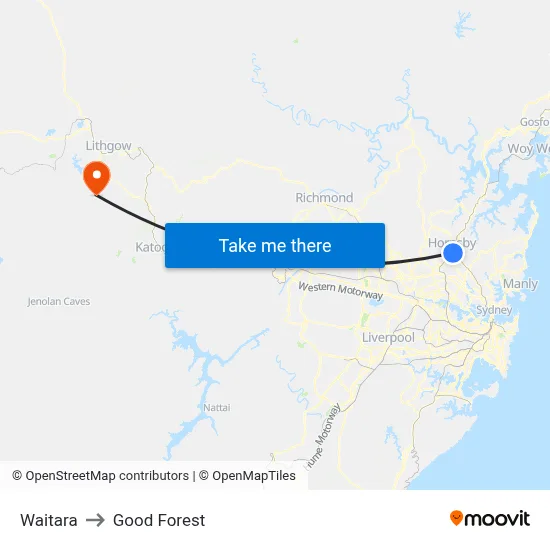 Waitara to Good Forest map