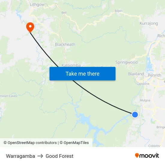 Warragamba to Good Forest map