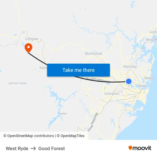 West Ryde to Good Forest map