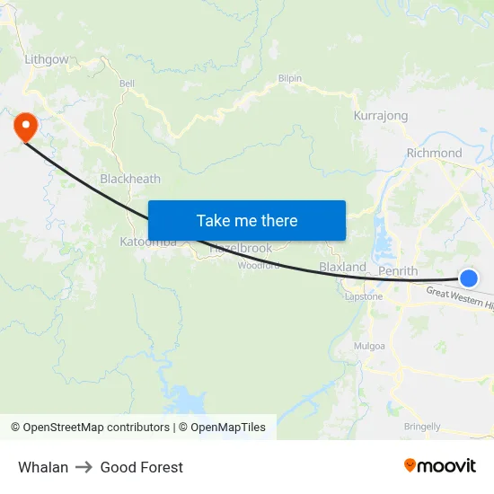 Whalan to Good Forest map