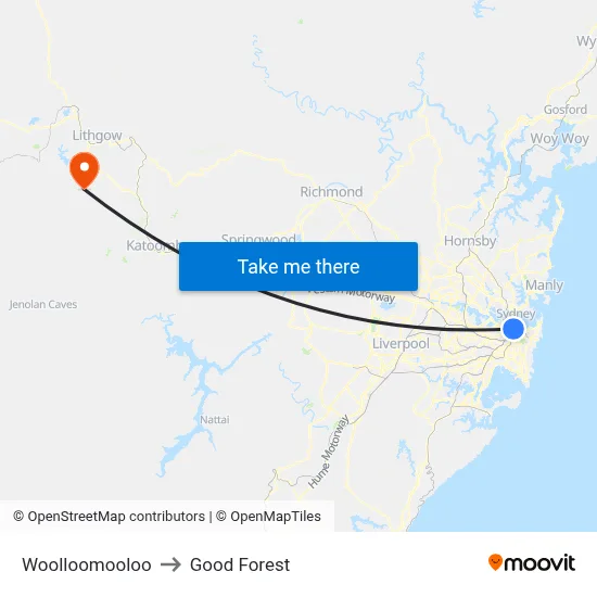 Woolloomooloo to Good Forest map