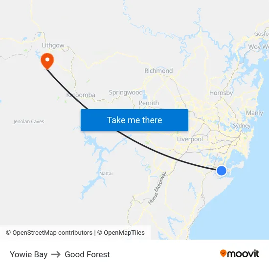 Yowie Bay to Good Forest map