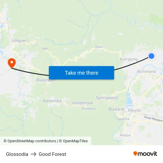 Glossodia to Good Forest map