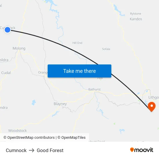 Cumnock to Good Forest map
