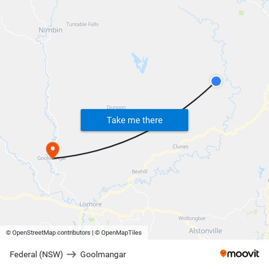 Federal (NSW) to Goolmangar map