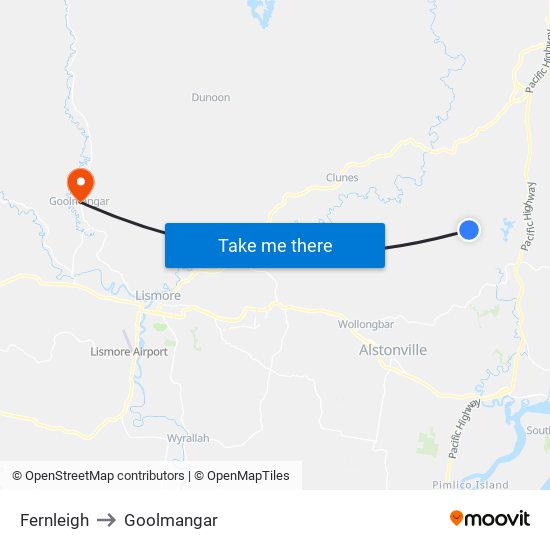 Fernleigh to Goolmangar map