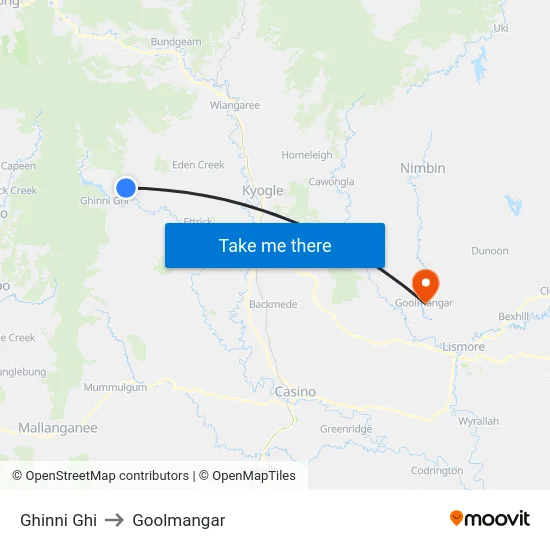 Ghinni Ghi to Goolmangar map