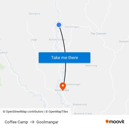 Coffee Camp to Goolmangar map