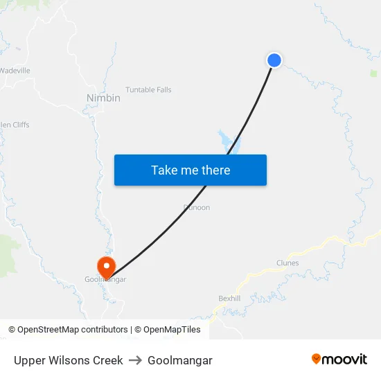 Upper Wilsons Creek to Goolmangar map