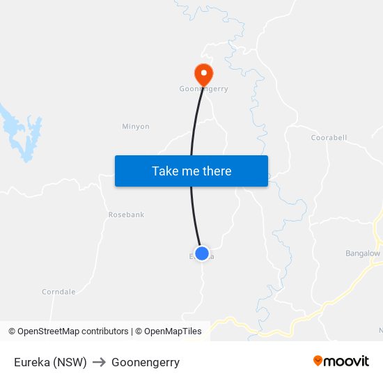 Eureka (NSW) to Goonengerry map