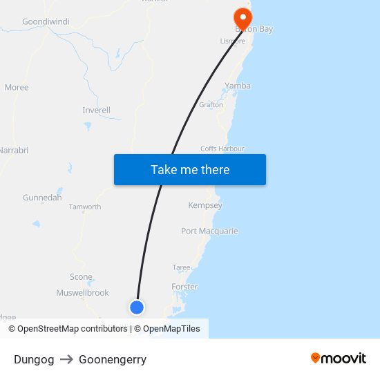 Dungog to Goonengerry map