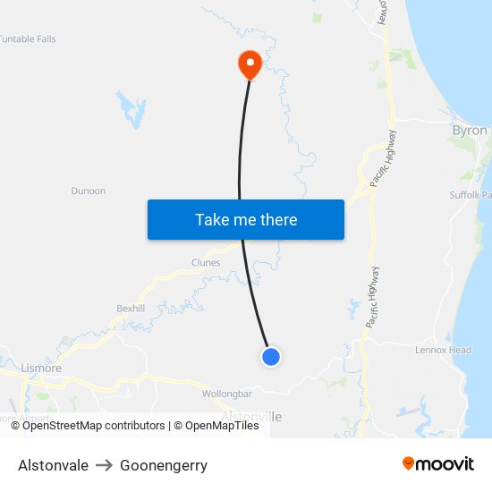 Alstonvale to Goonengerry map