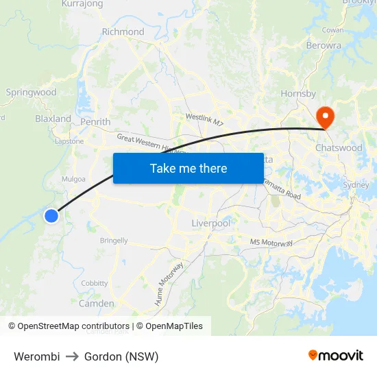Werombi to Gordon (NSW) map