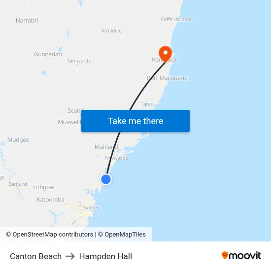 Canton Beach to Hampden Hall map