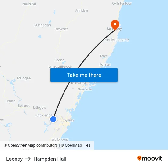 Leonay to Hampden Hall map
