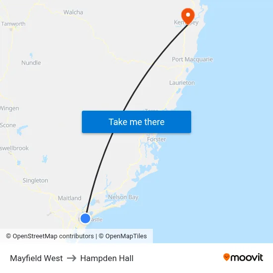 Mayfield West to Hampden Hall map