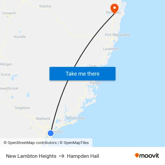 New Lambton Heights to Hampden Hall map