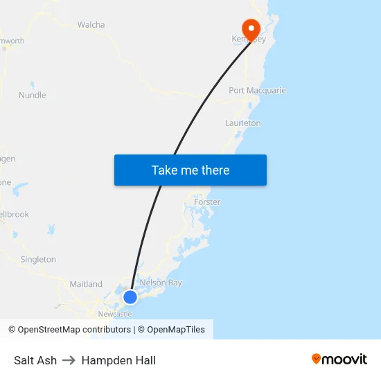 Salt Ash to Hampden Hall map