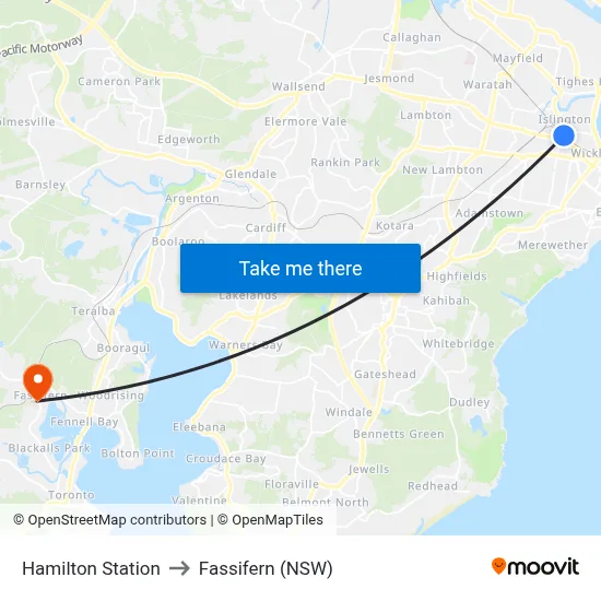 Hamilton Station to Fassifern (NSW) map