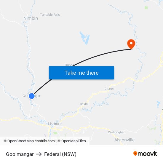 Goolmangar to Federal (NSW) map