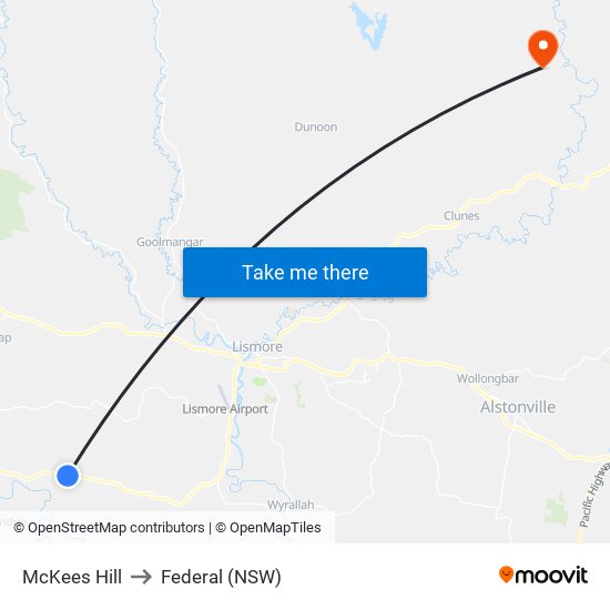 McKees Hill to Federal (NSW) map