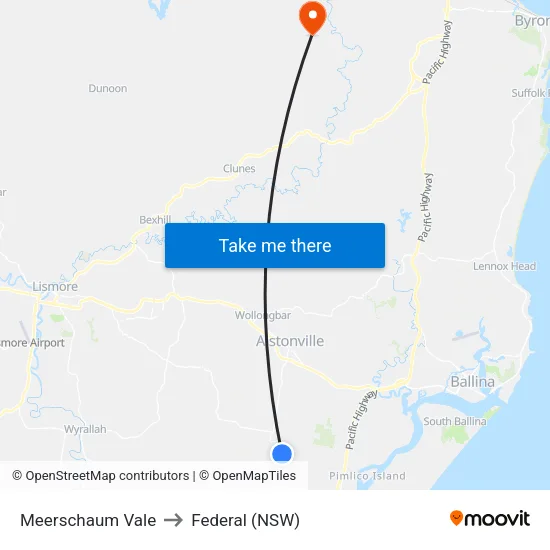 Meerschaum Vale to Federal (NSW) map