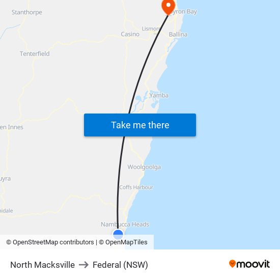 North Macksville to Federal (NSW) map