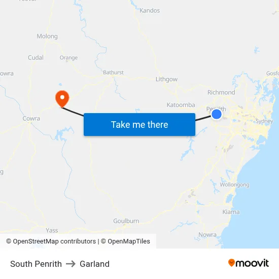 South Penrith to Garland map