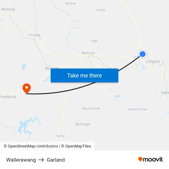 Wallerawang to Garland map