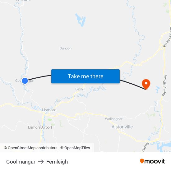 Goolmangar to Fernleigh map