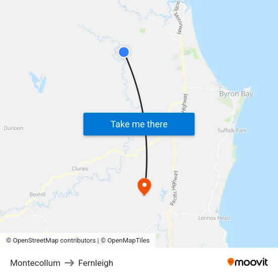 Montecollum to Fernleigh map