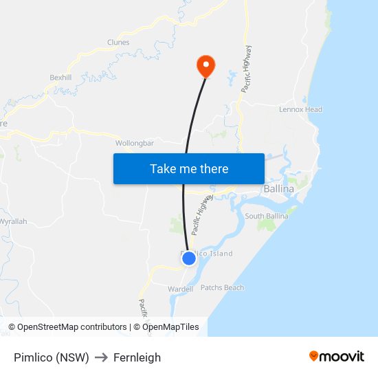 Pimlico (NSW) to Fernleigh map