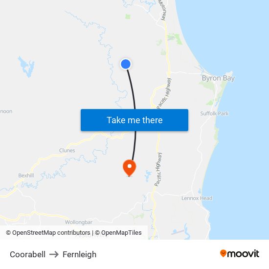 Coorabell to Fernleigh map