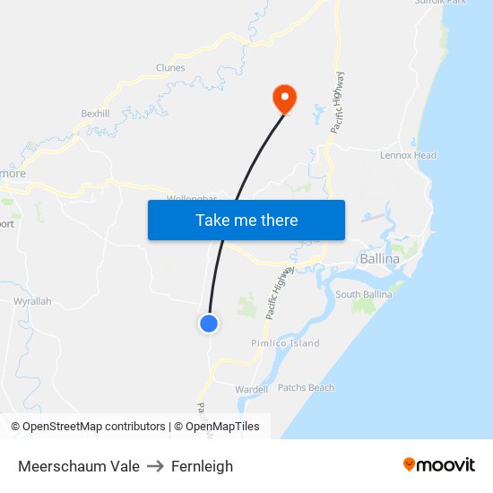 Meerschaum Vale to Fernleigh map