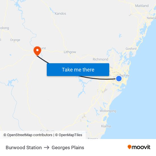 Burwood Station to Georges Plains map