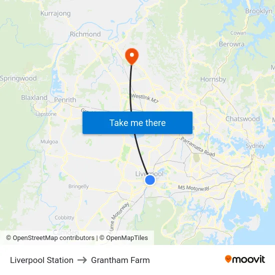 Liverpool Station to Grantham Farm map