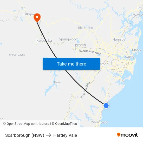 Scarborough (NSW) to Hartley Vale map