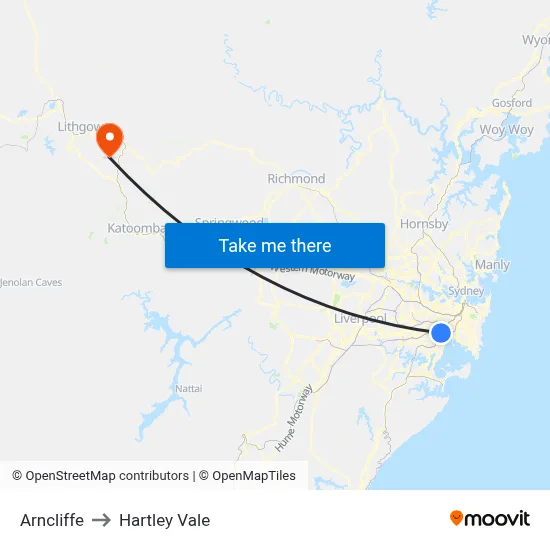 Arncliffe to Hartley Vale map