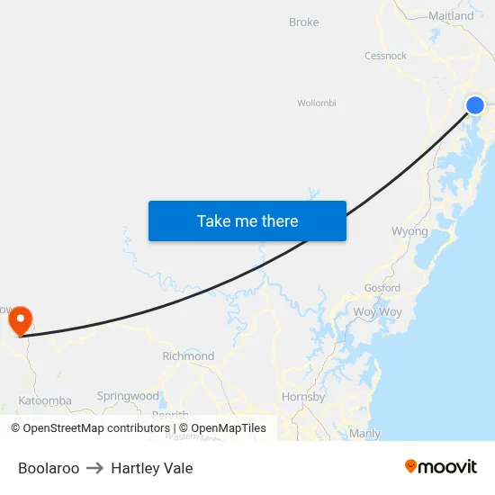 Boolaroo to Hartley Vale map