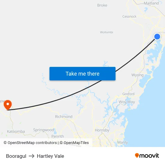 Booragul to Hartley Vale map