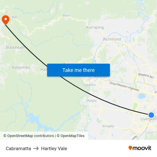 Cabramatta to Hartley Vale map