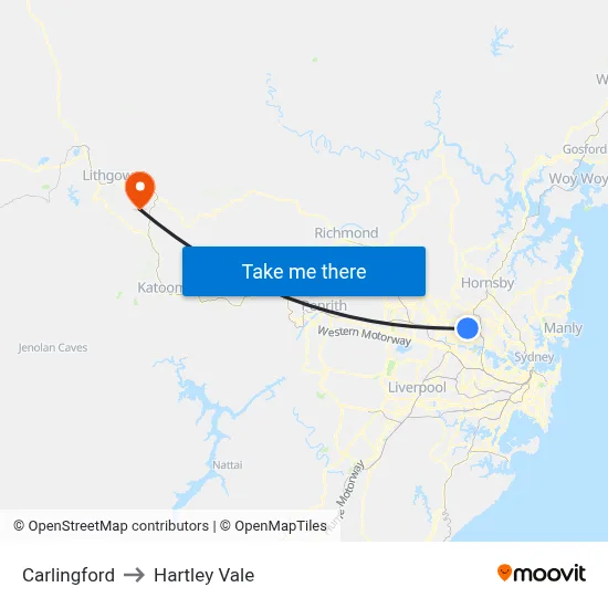 Carlingford to Hartley Vale map