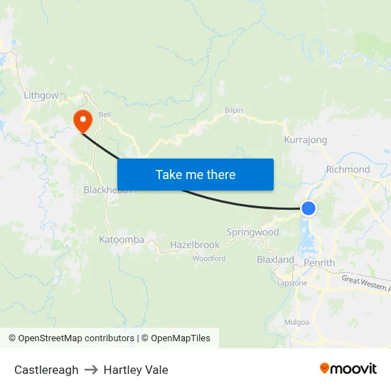 Castlereagh to Hartley Vale map